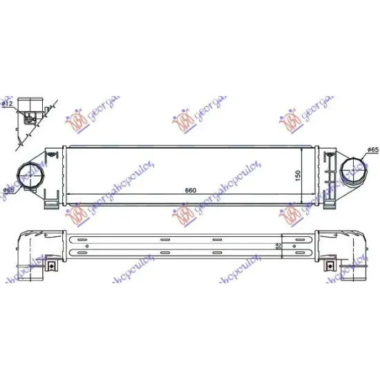 RADIATOR INTERCOOLER DIESEL 2.2Sd4 (140KW)/2.2Td4 (110KW) (659x147x64)