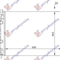 RADIATOR 1.6-2.0-1.5-1.9D M/A +/-AC (59x45x28 (MAHLE BEHR)