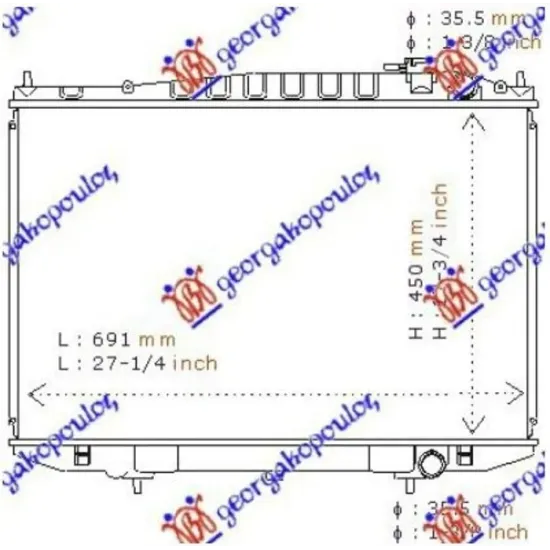 RADIATOR BENZINĂ +/- A/C (45x68,5) (KOYO)