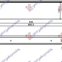 RADIATOR INTERCOOLER 2,0TD03-06(54x130x50)(62/62)(62/62)