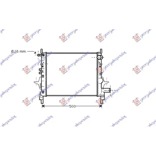 RADIATOR 1,1cc I 8V-1.2cc 16V (43x37,7)FĂRĂ A/C (MAHLE BEHR)