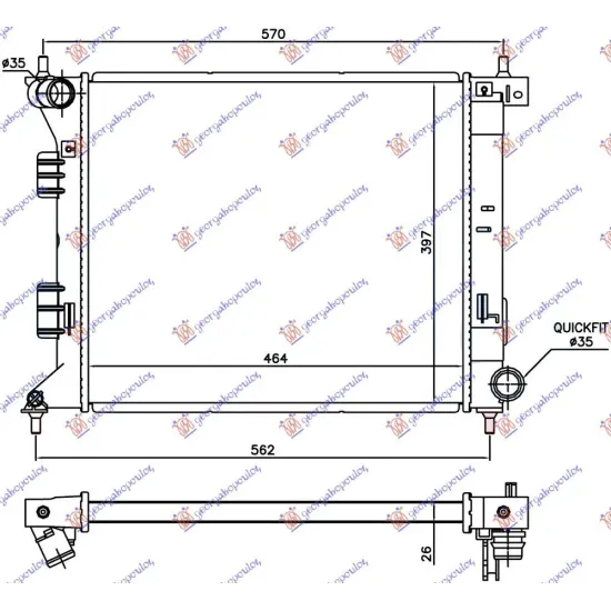 RADIATOR 1.6 T-GDI BENZINĂ MANUAL (464x397x26)