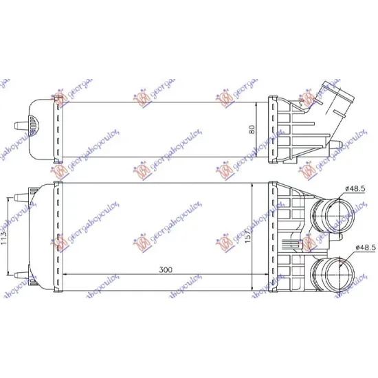 RADIATOR INTERCOOLER 1.5 DIESEL (300x157x80)