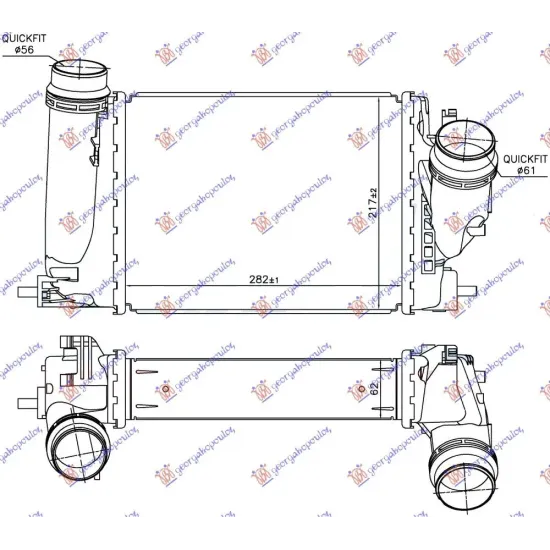 RADIATOR INTERCOOLER 1.6 DCi (282x218x64)