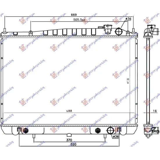 RADIATOR BENZINĂ 2,4i-16V A/T (45x68,6x1,6