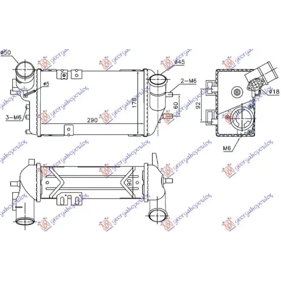 RADIATOR INTERCOOLER 1.6 T-GDI BENZINĂ (290x178x90)