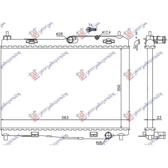 RADIATOR 1.25-1.4 BENZINĂ MANUAL +/- A/C (56x35.5) (MAHLE BEHR)