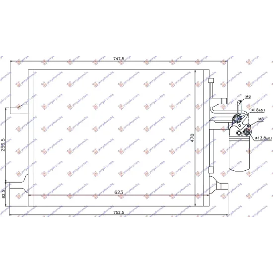 CONDENSOR 2.0 T5 BENZINĂ 2.0 D4 DIESEL (580x470x16)