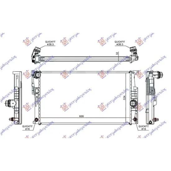 RADIATOR 2.0 (320i N20B ENGINE) / 328i/335i BENZINĂ AUTO (600x334x32)