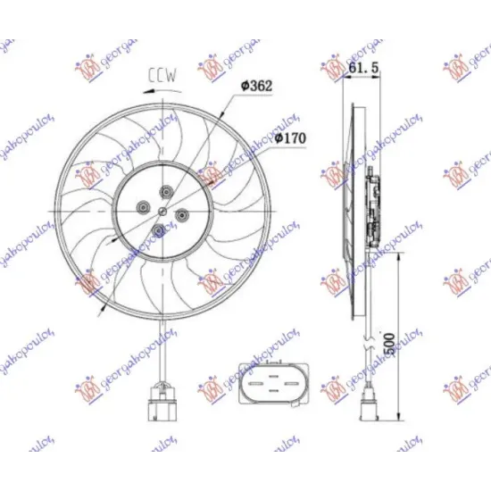 VENTILATOR RĂCIRE (MOTOR+CARCASĂ) 3.0-4.0 TFSI HYBRID BENZINĂ - 3.0 TDI -3.0-4.0 TDI HYBRID DIESEL (370mm) (400W) (4 pini) (stâng) (Stâng)