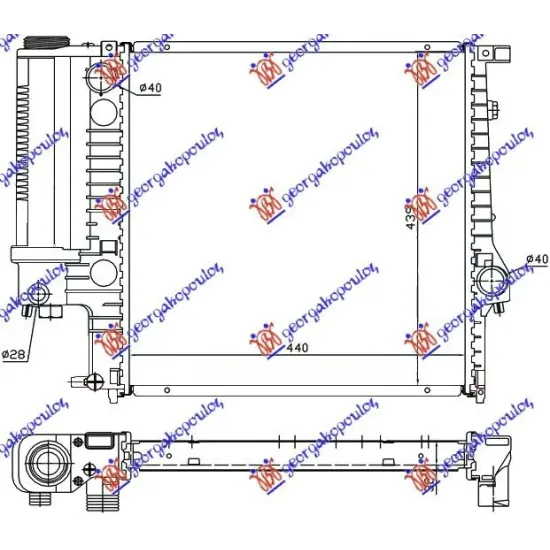 RADIATOR ALL MODEL BENZINĂ MANUAL +AC (440x440x32) (BRAZED) (MAHLE BEHR PREMIUM LINE)