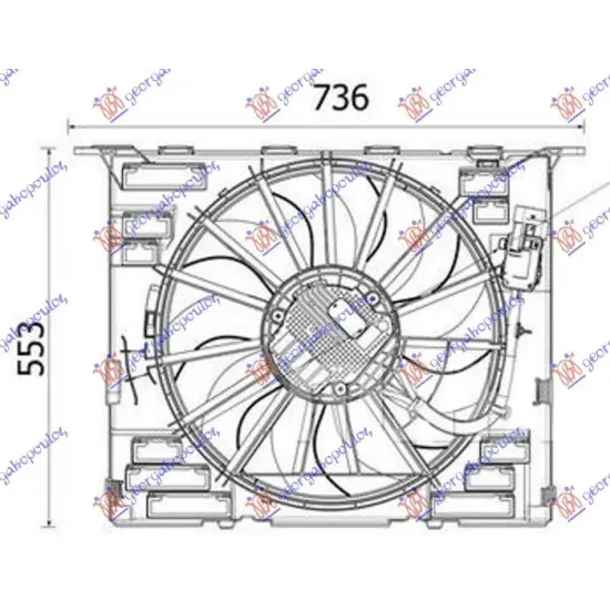 ANSAMBLU VENTILARE RĂCIRE 2.0 BENZINĂ/HYBRID (484mm) (600W) (4 pini)