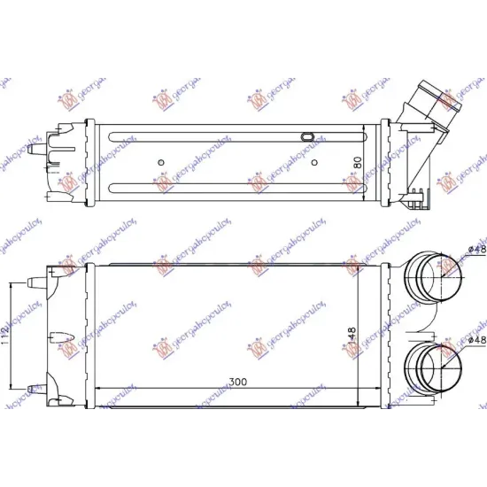 RADIATOR INTERCOOLER 1.6 HDI (300x150x80)