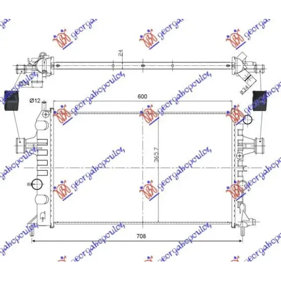 RADIATOR 1,4-1,6-1,8 +A/C(60x37) (MAHLE BEHR) RADIATOR 1,4-1,6-1,8 +A/C(60x37) (MAHLE BEHR)