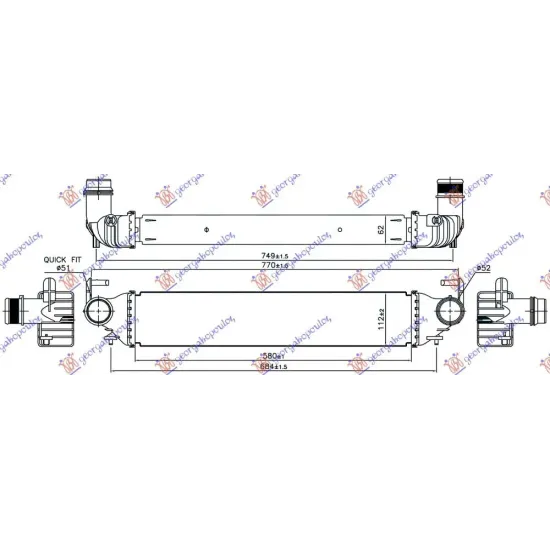 RADIATOR INTERCOOLER TOATE MODELELELE BENZINĂ/DIESEL (580x112x62)