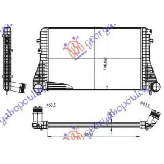 RADIATOR INTERCOOLER BENZINĂ -DSL (61,5x40,5x32) Φ60