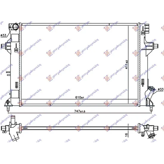 RADIATOR 1.4/1/6 Mpi BENZINĂ MANUAL (610x411x16) (KOYO)