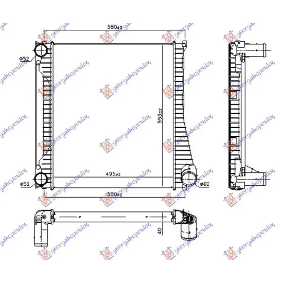 RADIATOR INTERCOOLER 3.0TD DIESEL (495x593x40)