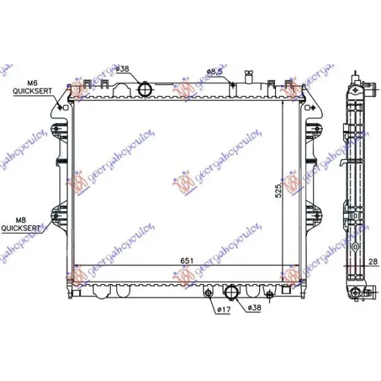 RADIATOR 2.5 T.D. MANUAL (CU CAP) (52.5x63.5)