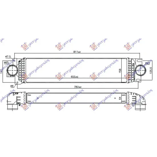 RADIATOR INTERCOOLER 2.0 TDCi (ENG. T8C) DIESEL (655x158x64)