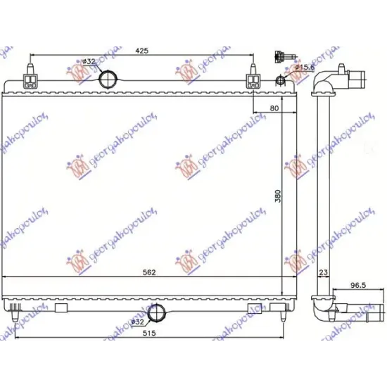 RADIATOR (MECANIC) 1.6 THP-VTI BENZINĂ - 1.6 HDi-2.0 HDi-BLUEHDi DIESEL MANUAL (380x560)