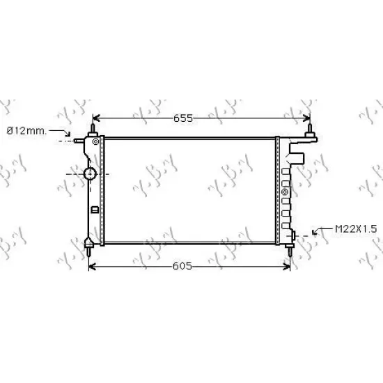 RADIATOR 1.2-1.4 -A/C (53x28) (DIAGONAL)(MAHLE BEHR PREMIUM LINE)