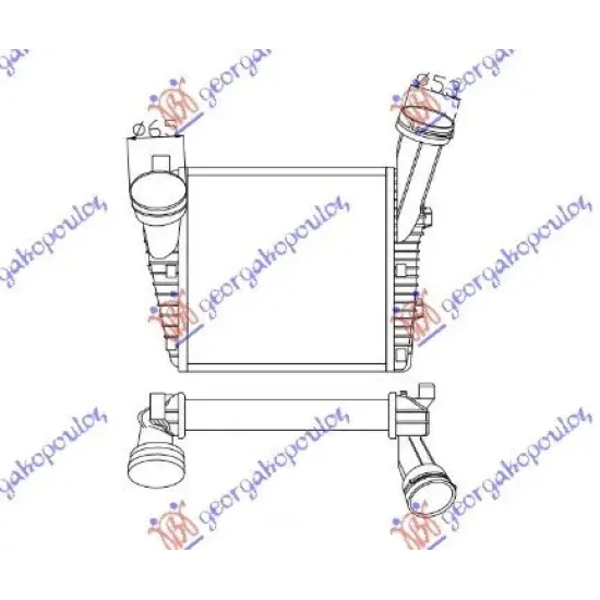 RADIATOR INTERCOOLER 3.0 TFSi BENZINĂ - 3.0TDi DSL (288x292x50) (Φ66/54)