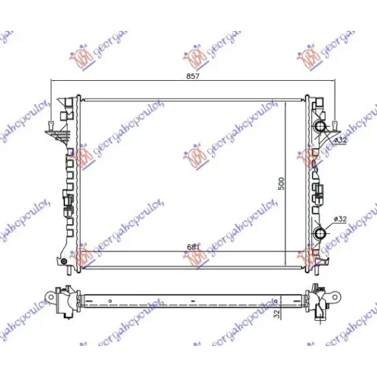 RADIATOR 2.0 DCi (MANUAL/AUTO) / 3.0 DCi (MANUAL) DIESEL (680x500x32)