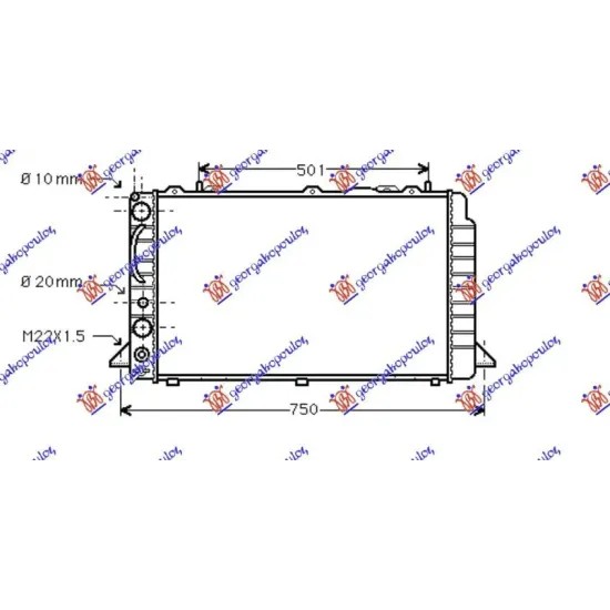 RADIATOR 1.6-2.0BENZ-1.9TDi(59.6x35.8x44) (MAHLE BEHR)