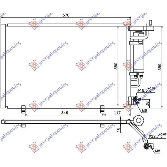 CONDENSOR 1.4-1.6 EFi BENZINĂ - 1.5 TDCi DIESEL (520x320x16)