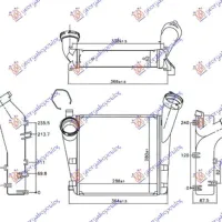 RADIATOR INTERCOOLER 4.8 TURBO-S (288x280x62) ALL ALUMINIUM (Φ66/53)