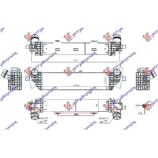 RADIATOR INTERCOOLER 2.0-3.0 Mild Hybrid DIESEL (544x137x95)