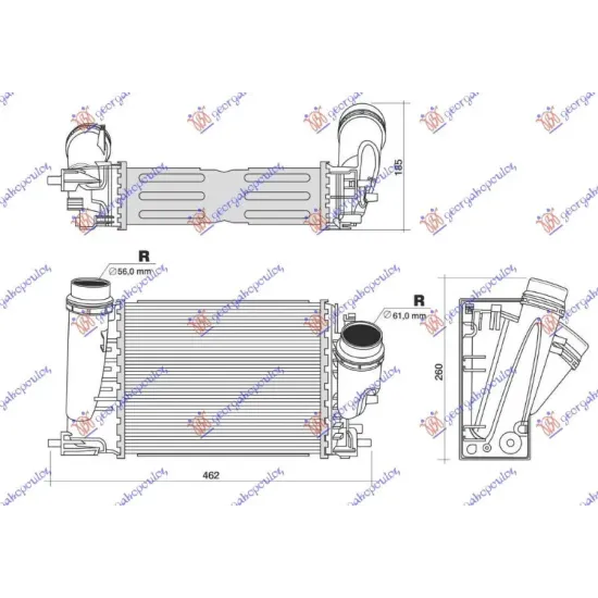 RADIATOR INTERCOOLER 1.6 DCI DIESEL (282x217)