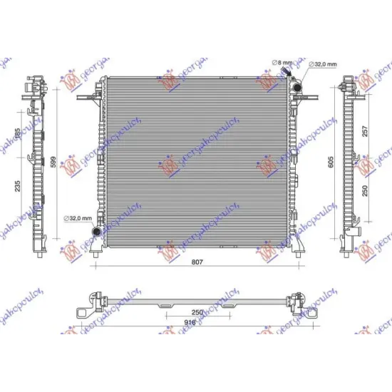 RADIATOR 2.0 TDI DIESEL MANUAL/AUTO (718x665)