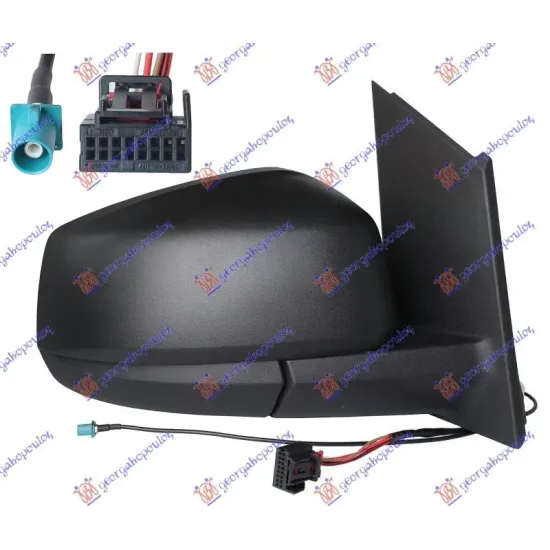 DOOR MIRROR ELECTRIC HEATED BLACK WITH ANTENNA (6pin) (A QUALITY) (CONVEX GLASS)