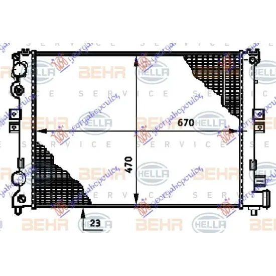 RADIATOR 1,6-1,8-2,0 PETROL +A/C (67x47x23) (MAHLE BEHR)