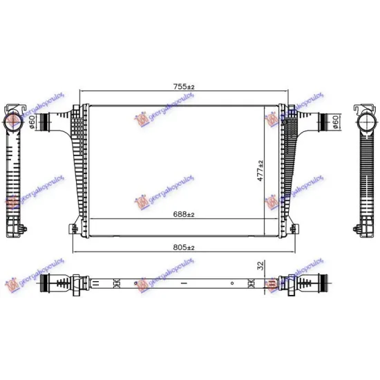 RADIATOR INTERCOOLER 3.0 TDI HYBRID DIESEL (550x233)