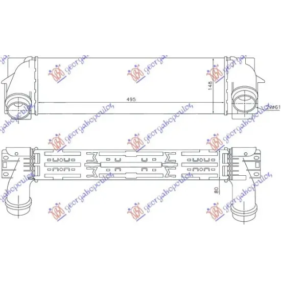 RADIATOR INTERCOOLER 1.6 (18i)-2.0 (20/28iX/iX) BENZINĂ -2.0 (18/20d/dx) DIESEL (495X145X80) RADIATOR INTERCOOLER 1.6 (18i)-2.0 (20/28iX/iX) BENZINĂ -2.0 (18/20d/dx) DIESEL (495X145X80)