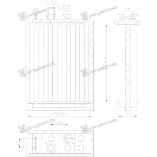 HEATER RADIATOR +/-AC (220x181x52)