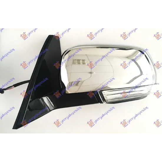 DOOR MIRROR ELECTRIC HEATED FOLDABLE (WITH LAMP & FOOT LAMP) CHROME (CONVEX GLASS)