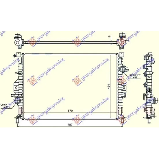 RADIATOR (1.6T/2.016v) BENZINĂ - (1.6/2.0 D) DIESEL MANUAL (670x454x16) -14