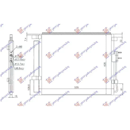 CONDENSOR 2.0-2.2 CRDi DIESEL (490x430x16) TIP HALLA