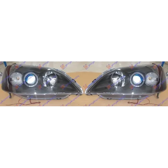 HEAD LAMP SET EAGLE EYES BLACK