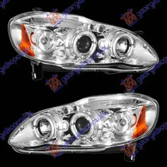 HEAD LAMP SET EAGLE EYES CHROME