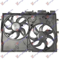 COOLING FAN ASSEMBLY (TWIN) 3.0 PETROL - 2.0-2.3-3.0 DIESEL +/- A/C (390mm+390mm) (2+2 pins) (1 OVAL+1 SQUARE PLUG)